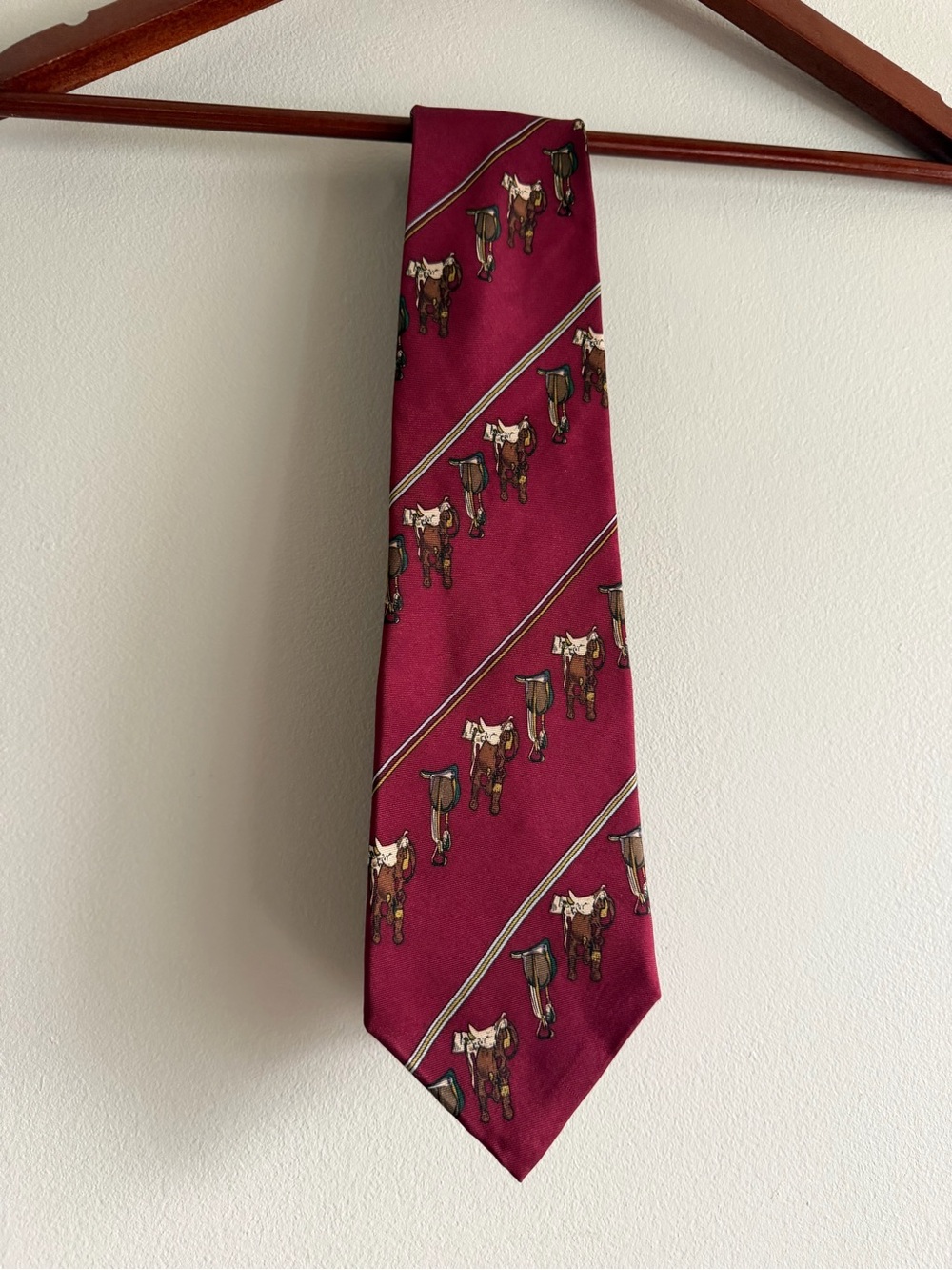 Stetson Equestrian Saddle Print Silk Tie – Western Preppy Necktie